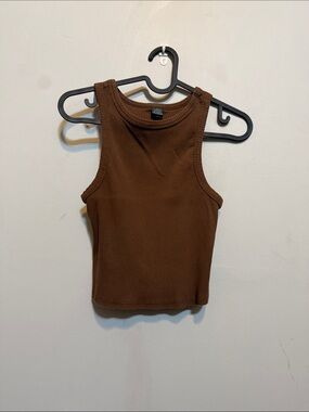 wild fable Brown Ribbed Cropped Tank MEDIUM